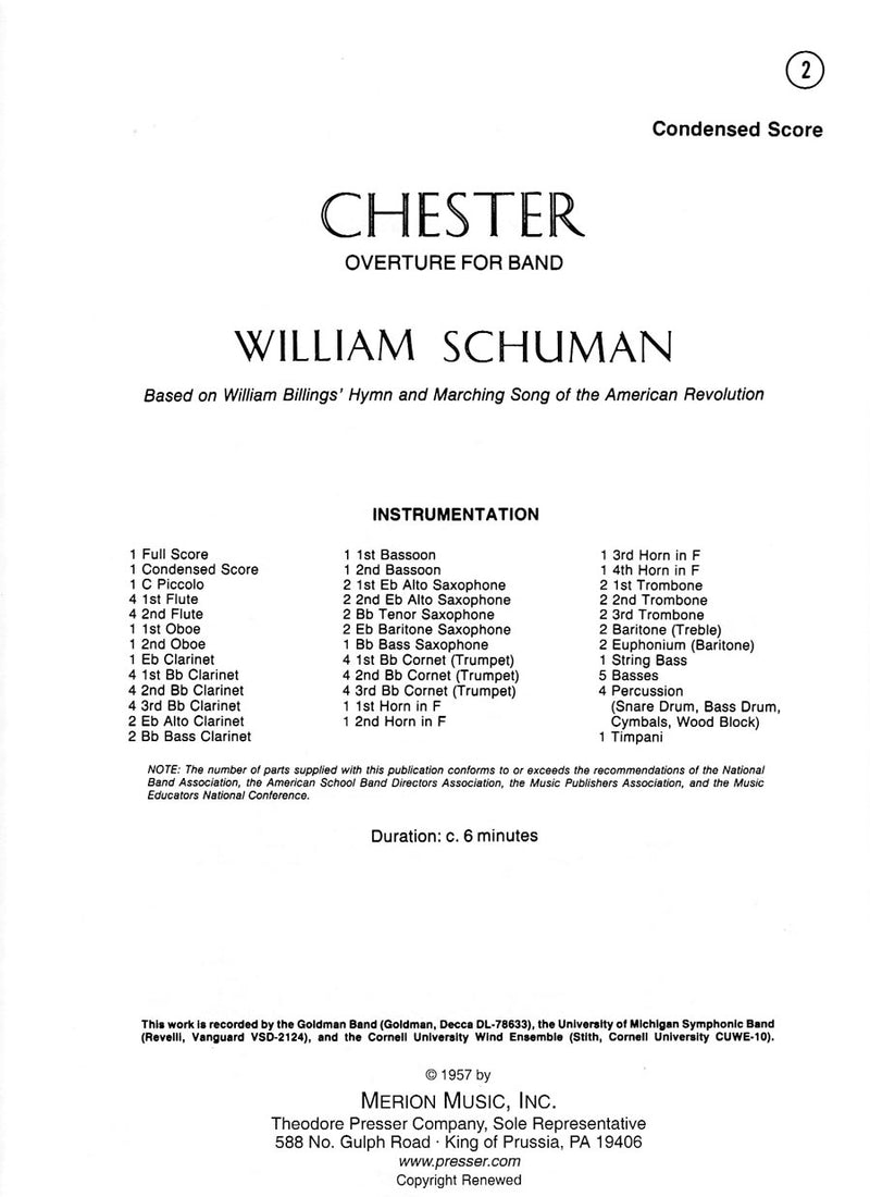 Chester (Condensed Score)