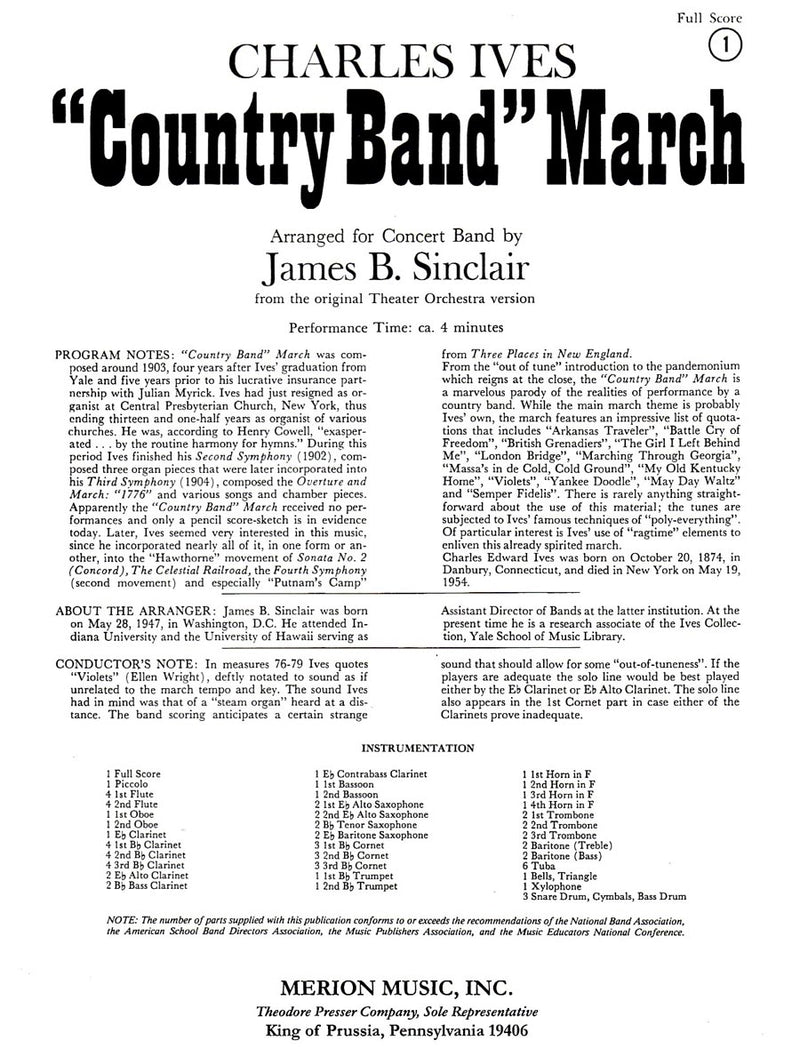 Country Band March, arr. Concert Band