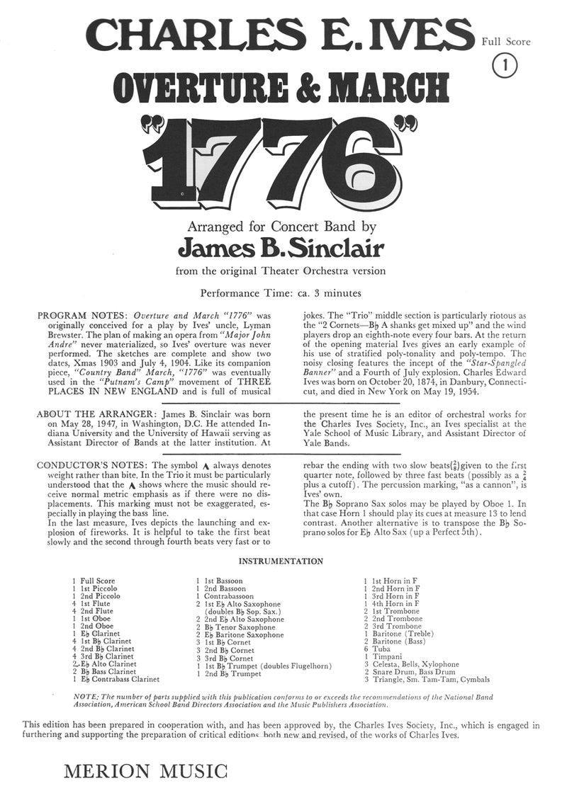Overture & March 1776 (Score Only)