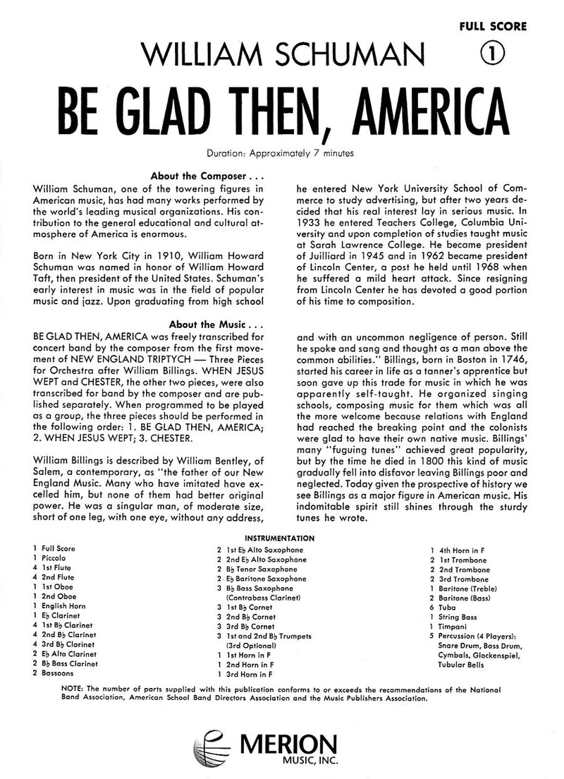 Be Glad Then, America (Study Score)