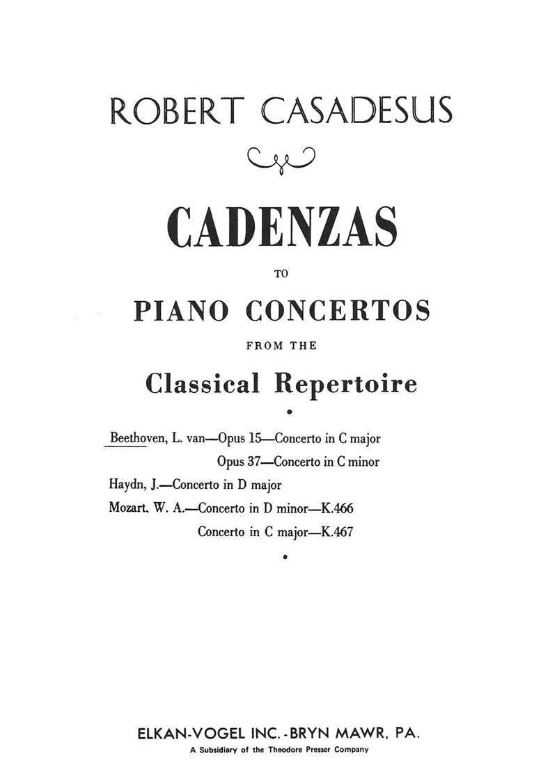 Cadenza to Beethoven's Concerto in C Major, Opus 15