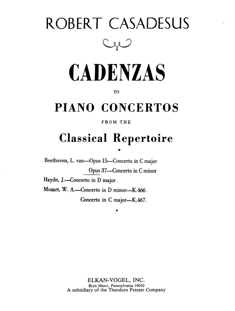 Cadenza to Beethoven's Concerto In C Minor, Opus 37