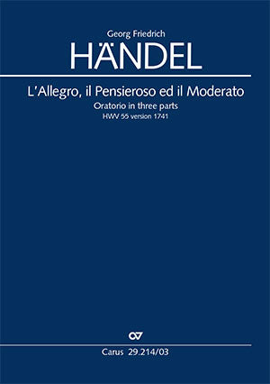 L'Allegro, il Pensieroso ed il Moderato, HWV 55（ヴォーカル・スコア）