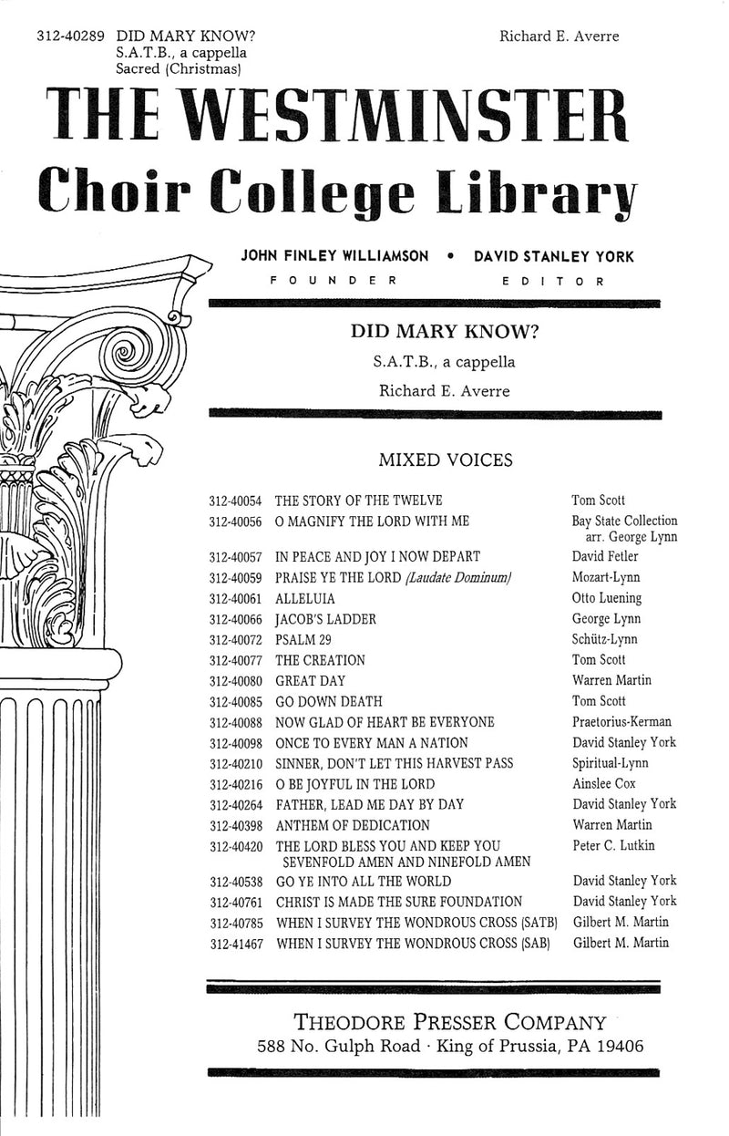 Did Mary Know? (SATB)