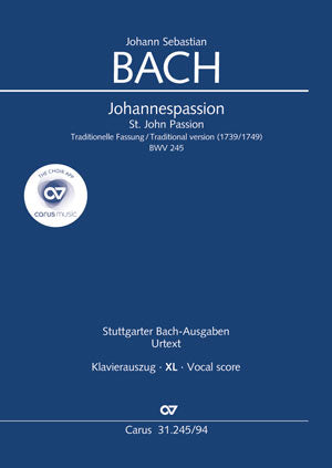 Johannespassion = St. John Passion, BWV 245, Traditional version (1739/1749) （ヴォーカル・スコア、拡大文字版）