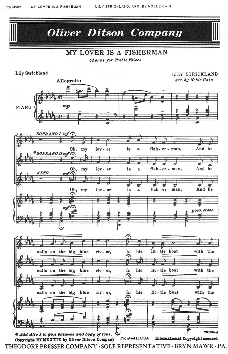 My Lover Is A Fisherman (Choral Score)