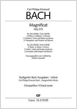 Magnificat, BR-CPEB E 4 (Wq 215) [合唱楽譜]