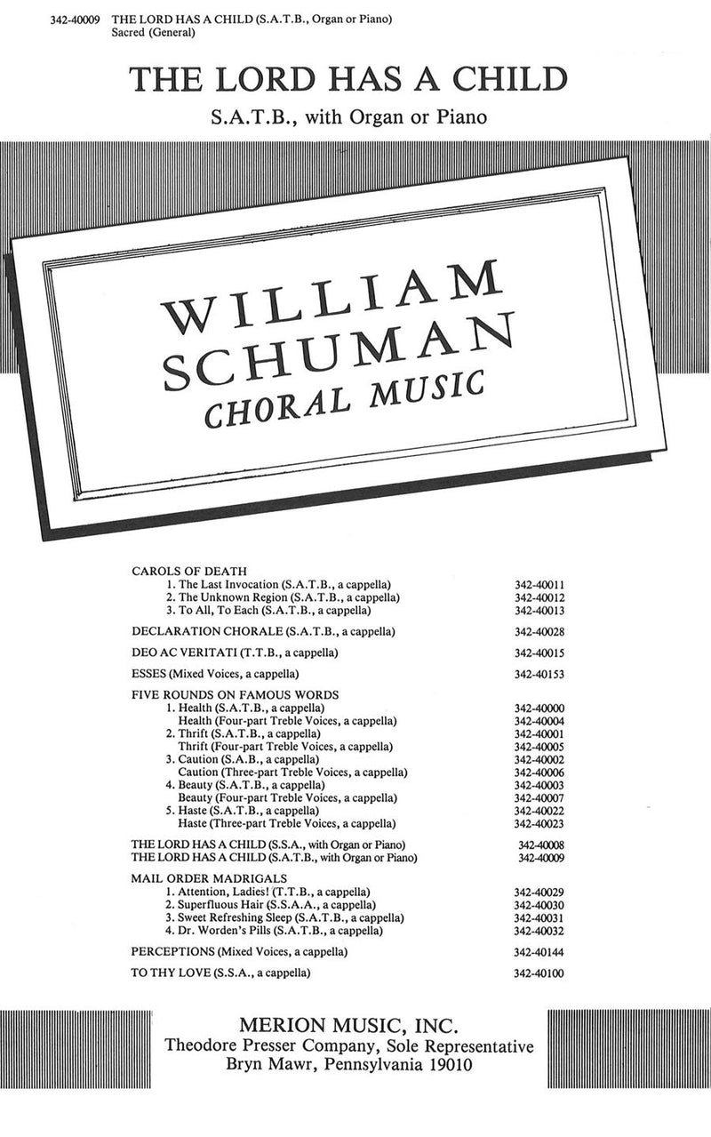 The Lord Has A Child (Choral Score)