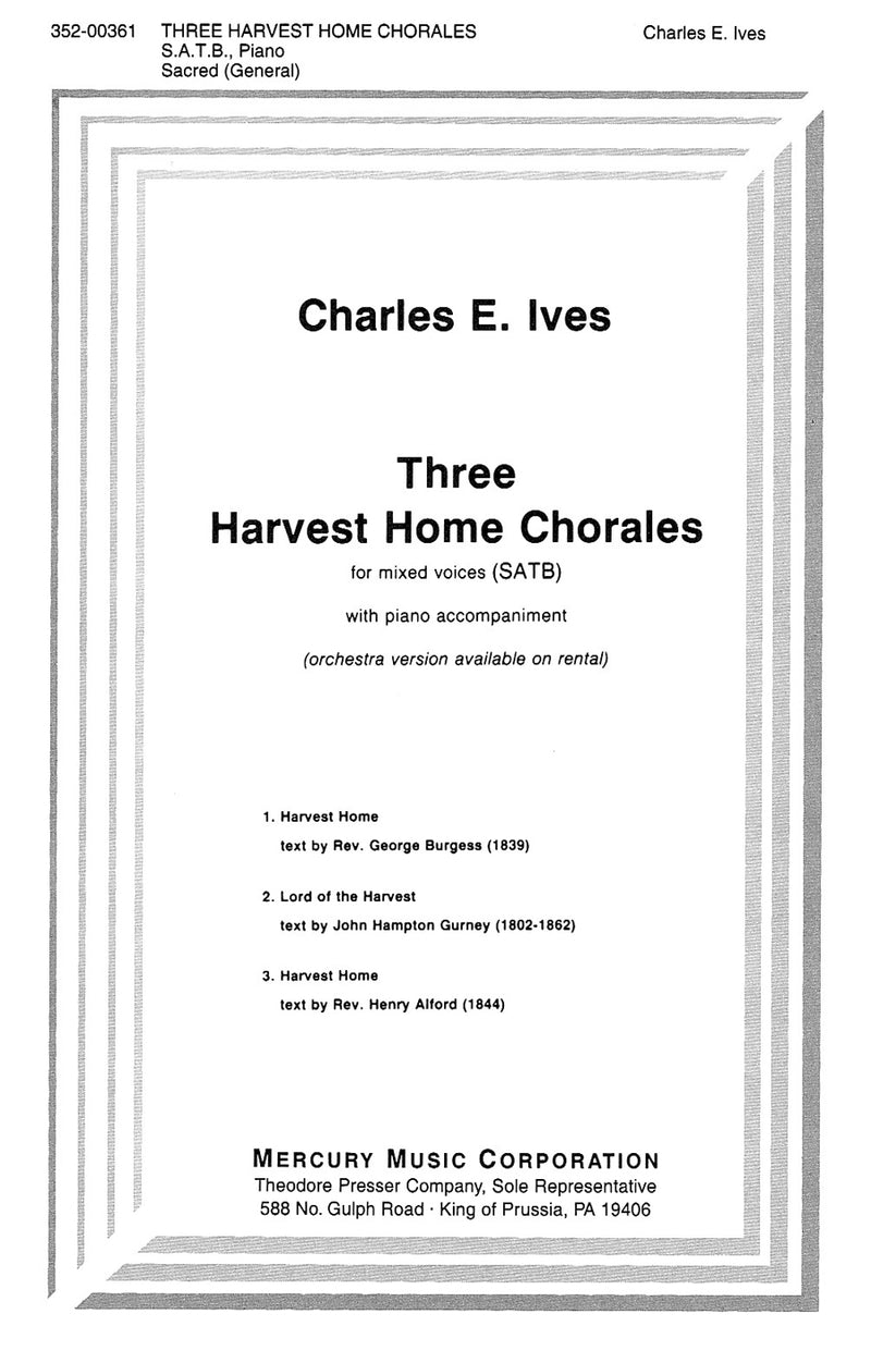 Three Harvest Home Chorales (Vocal Score)
