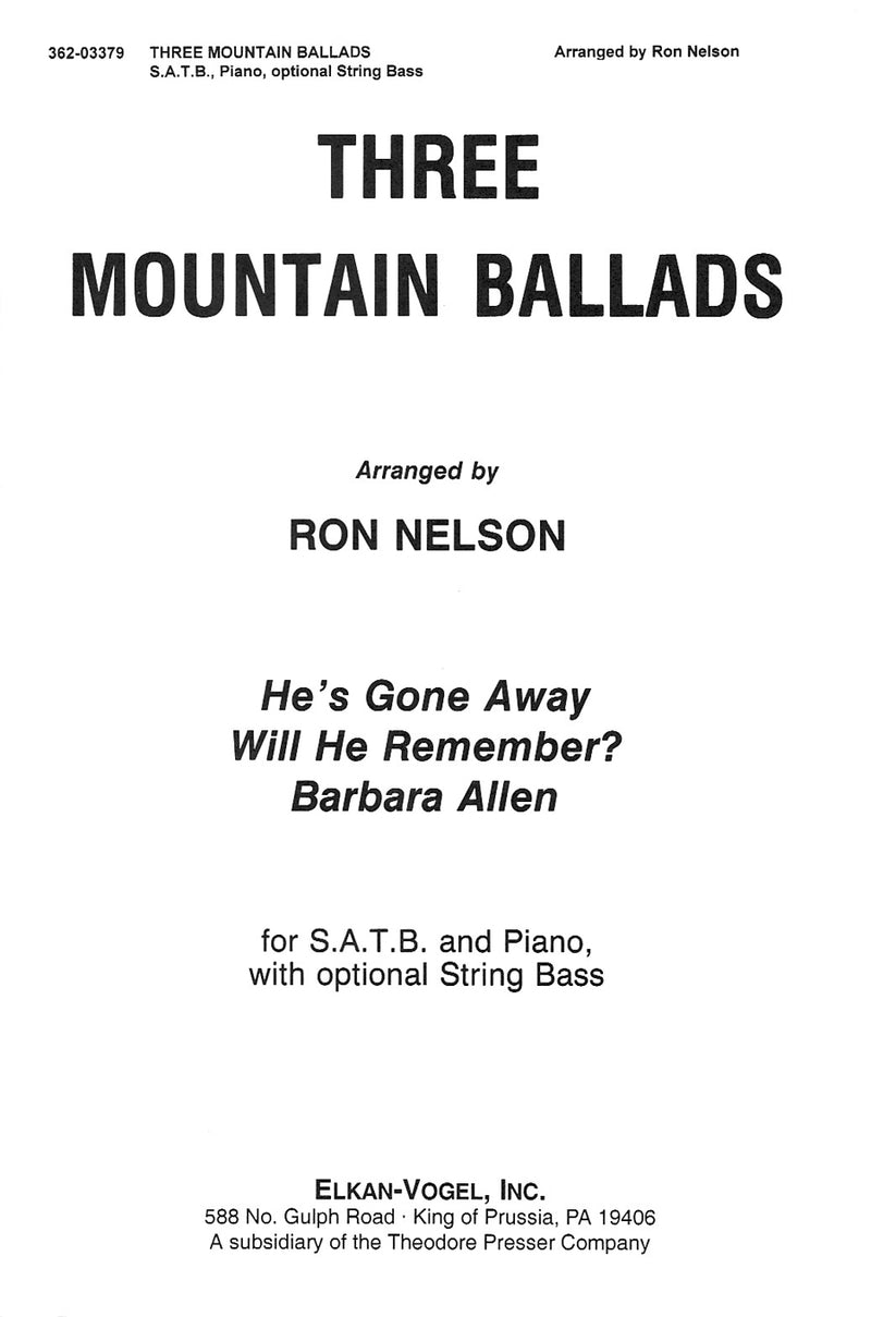 Three Mountain Ballads (Vocal Score)
