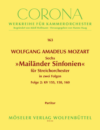 Sechs Mailänder Sinfonien KV 155-160, Vol. 2 (Score)