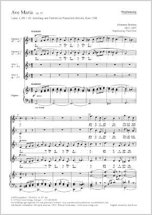 Ave Maria, op. 12（ヴォーカル・スコア）