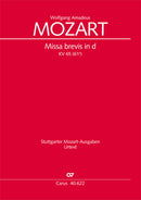 Missa brevis in d, KV 65 (61a) (Score)