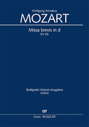 Missa brevis in d, KV 65 (61a)（ヴォーカル・スコア）