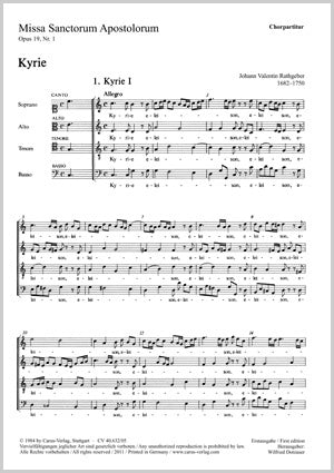 Missa Sanctorum Apostolorum in C, op. 19, 1 [合唱楽譜]