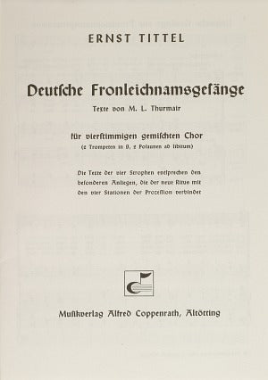 Deutsche Fronleichnamsgesänge (Score)