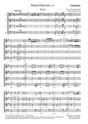 Messa Pastorale in G, Reutter A 23 [合唱楽譜]
