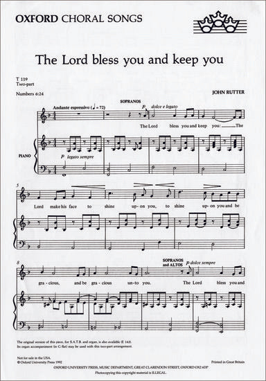 The Lord bless you and keep you [SA ヴォーカル・スコア (F major)]