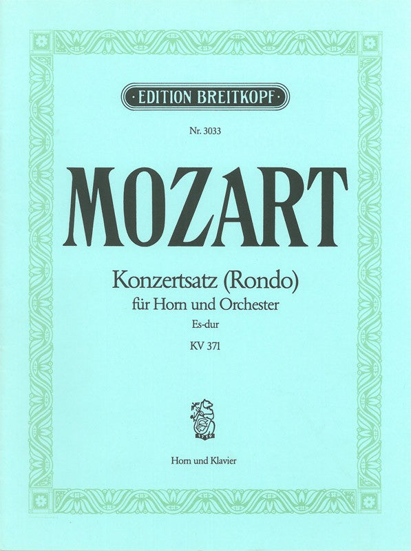 Concert Rondo in Eb major K. 371（ピアノ・リダクション, arr. H. Kling ）