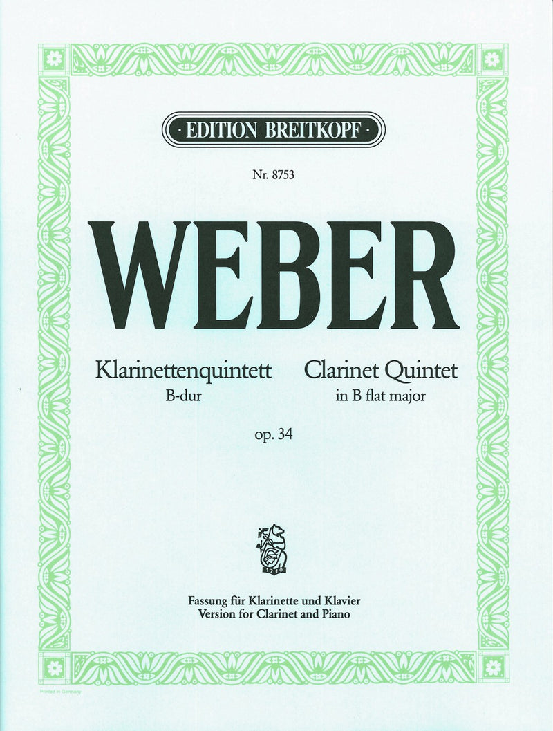 Quintet in Bb major Op. 34（クラリネットとピアノ版）