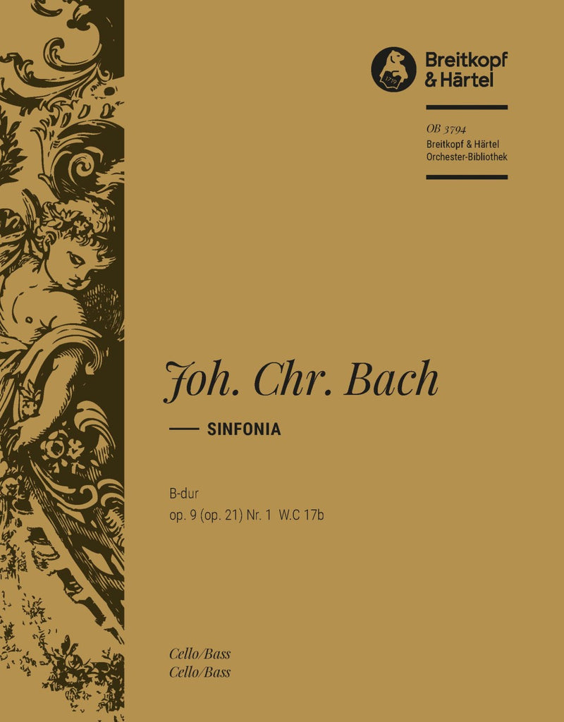 Sinfonia B-dur op. 9 (op. 21) Nr. 1 W.C 17b [basso (cello/double bass) part]