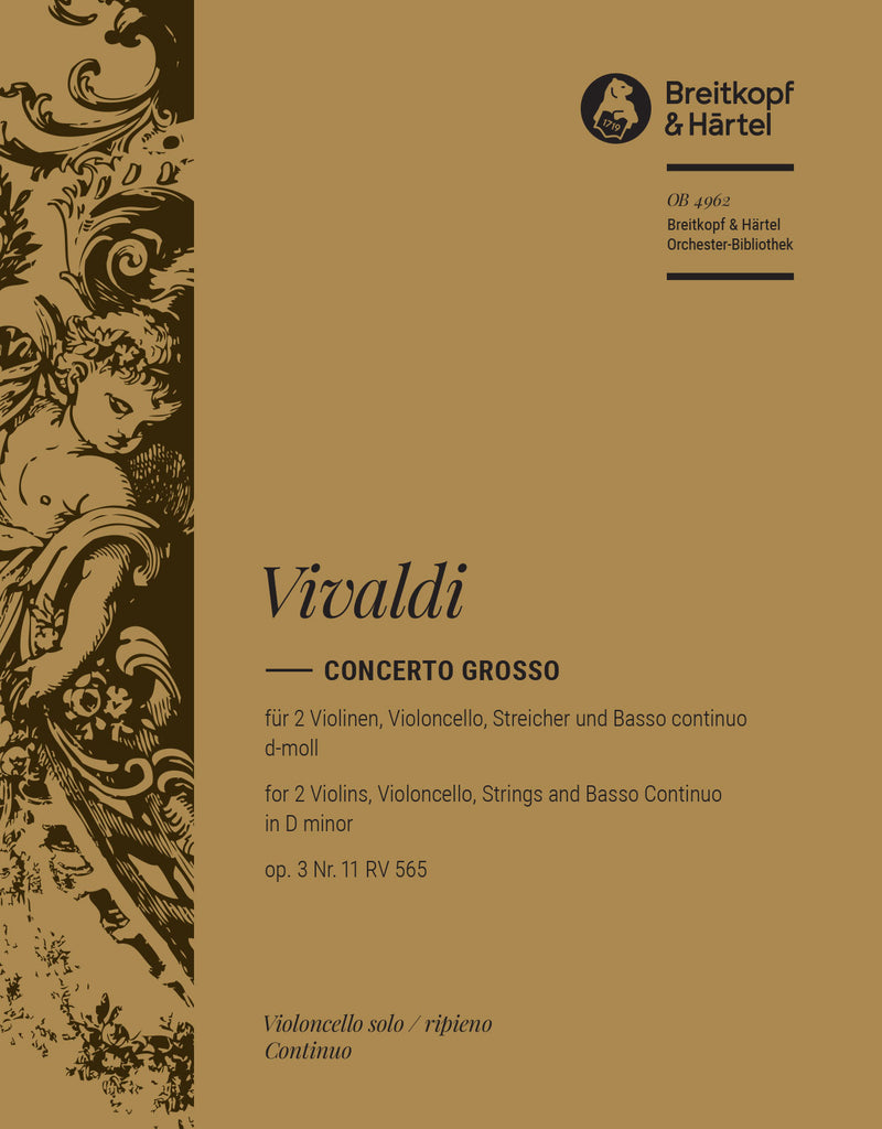 Concerto grosso in D minor Op. 3/11 RV 565 [basso (cello/double bass) part]