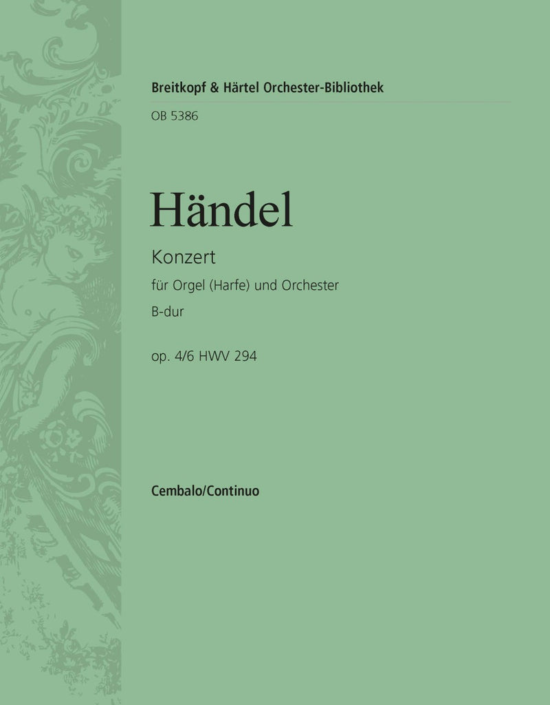 Organ Concerto (No. 6) in Bb major Op. 4/6 HWV 294 [Basso continuo part]