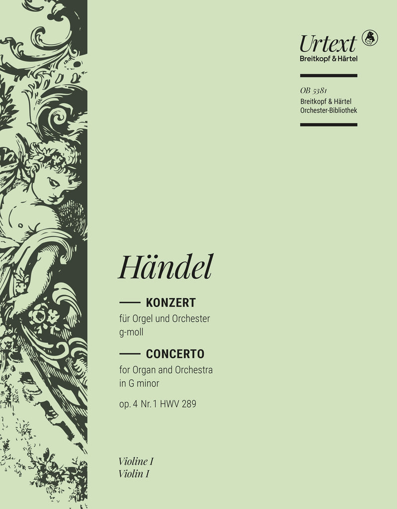 Organ Concerto (No. 1) in G minor Op. 4/1 HWV 289 [violin 1 part]