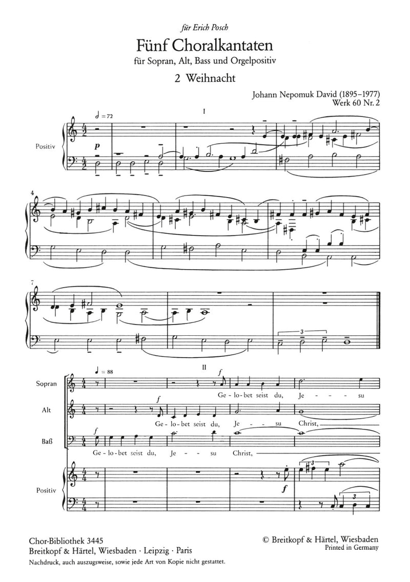 Choral Cantatas Wk 60, no. 2 [合唱楽譜]