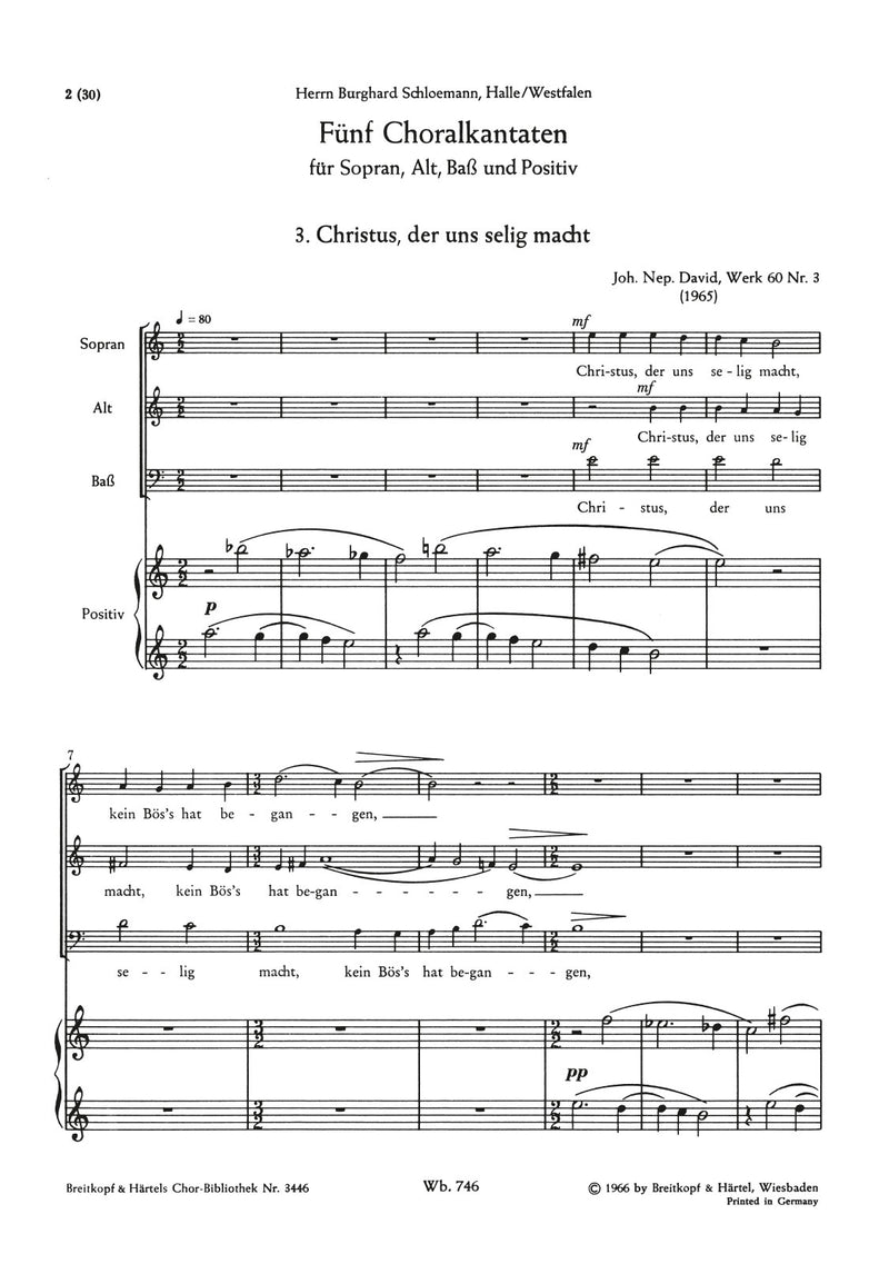 Choral Cantatas Wk 60, no. 3 [合唱楽譜]