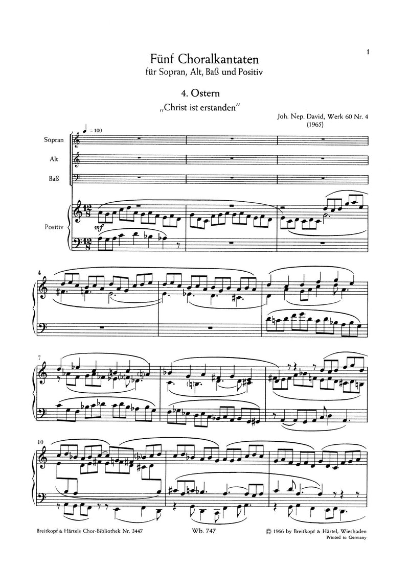 Choral Cantatas Wk 60, no. 4 [合唱楽譜]