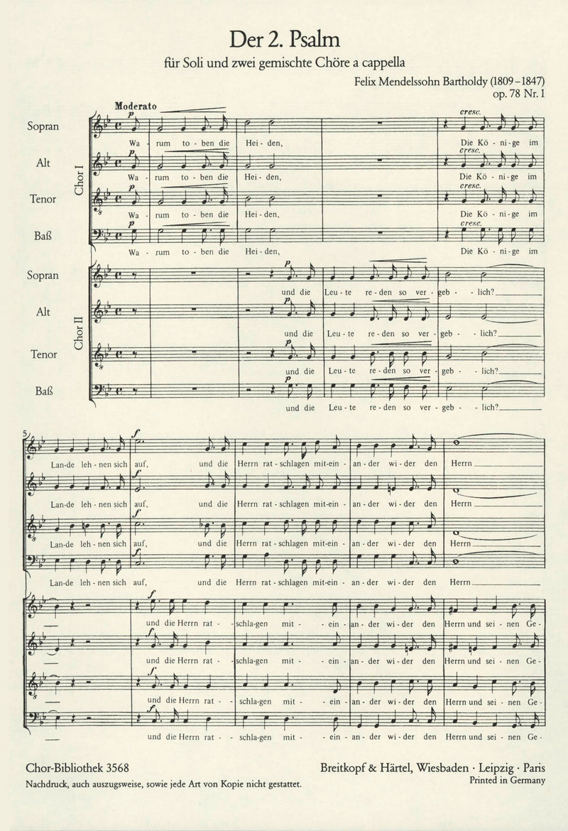 3 Psalms (Op. 78), no. 1 [合唱楽譜]