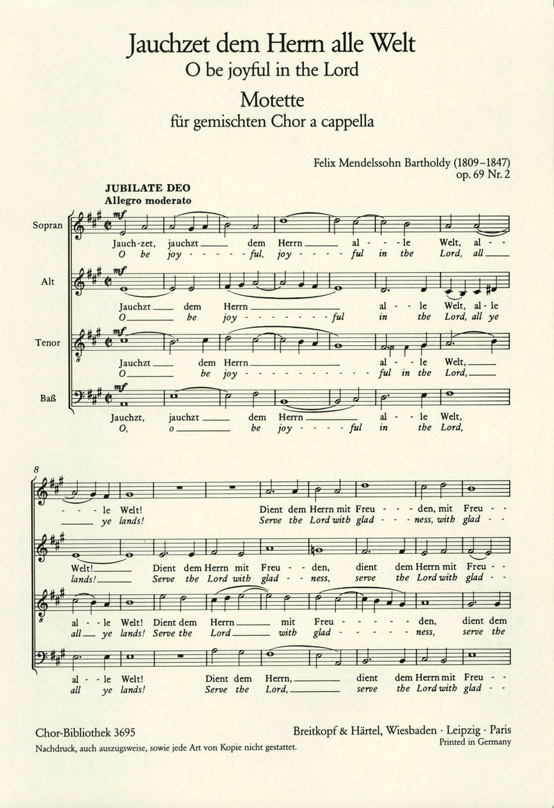 3 Motets Op. 69, no. 2 [合唱楽譜]