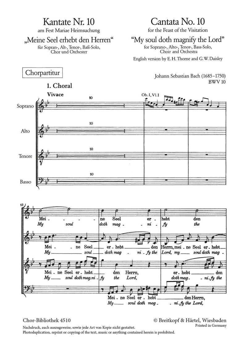 Kantate BWV 10 "Meine Seel erhebt den Herren" [合唱楽譜]