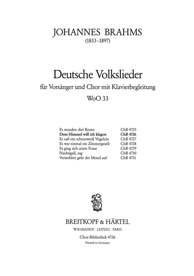 Deutsche Volkslieder WoO 33, No. 44 [合唱楽譜]