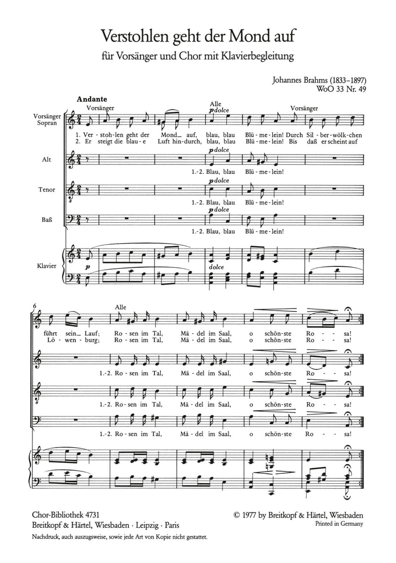 Deutsche Volkslieder WoO 33, No. 49 [合唱楽譜]