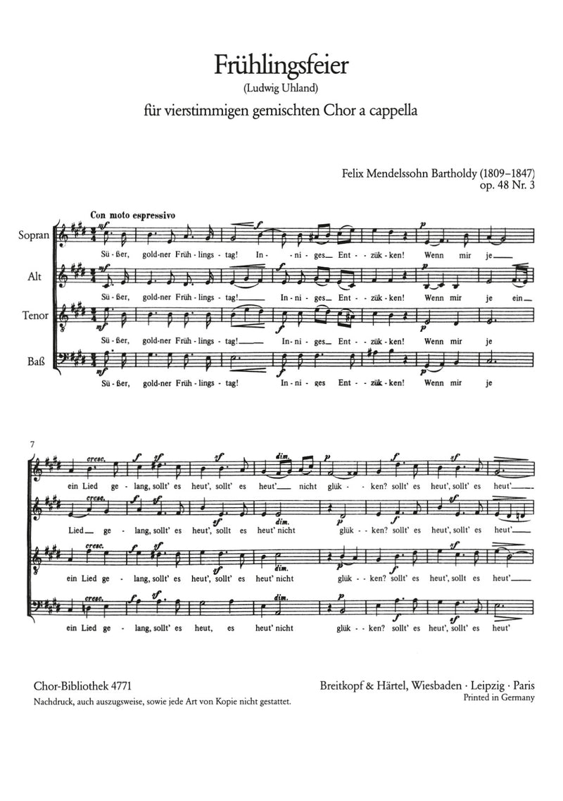 6 Lieder Op. 48, no. 3 [合唱楽譜]