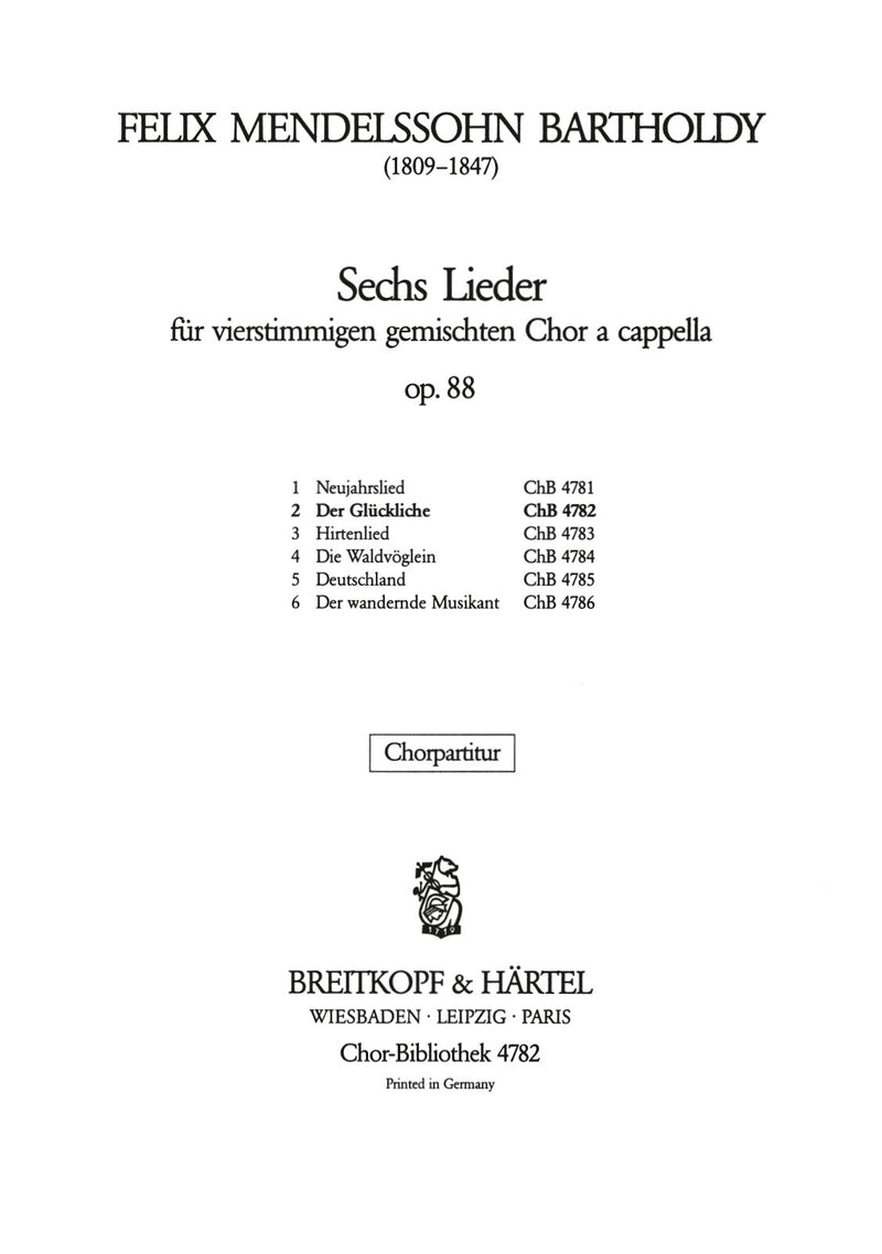 6 Lieder (Op. 88), no. 2 [合唱楽譜]
