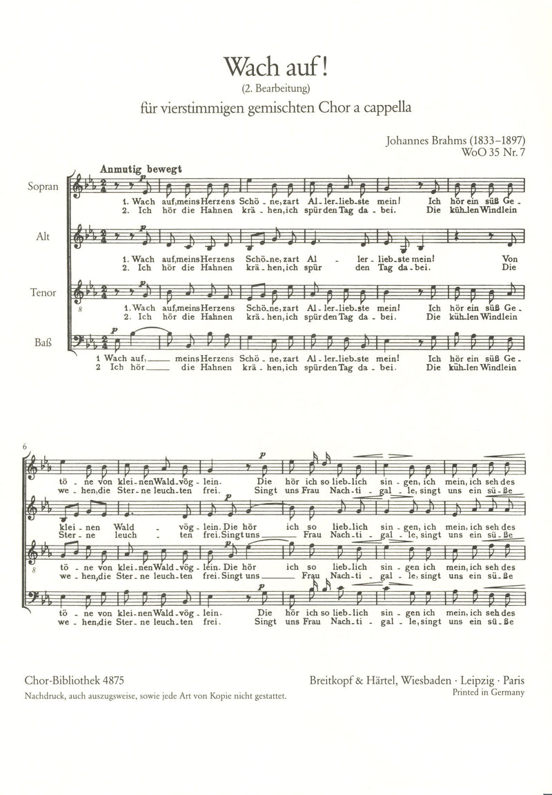 12 Deutsche Volkslieder WoO 35, No. 2 [合唱楽譜]