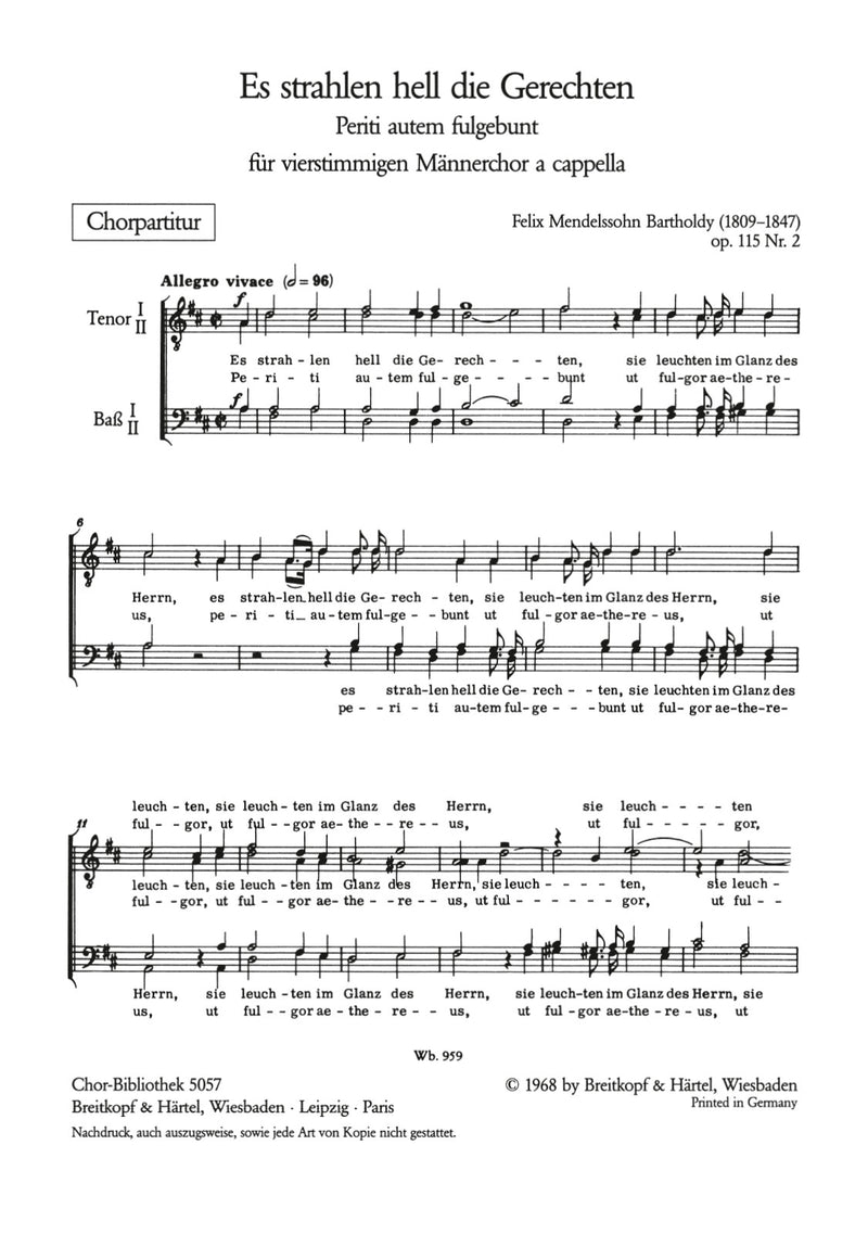 2 geistliche Chöre (Op. 115), no. 2 [合唱楽譜]
