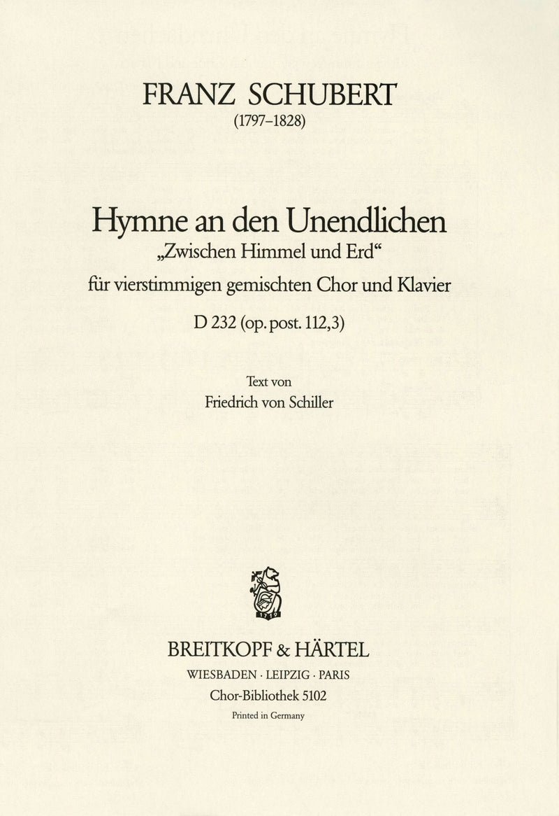 Hymne an den Unendlichen D 232 [Op. post. 112/3]