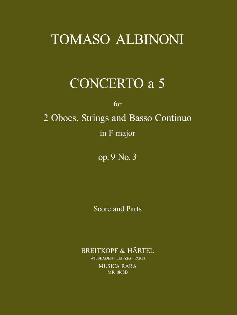 Concerto a 5 in F major Op. 9/3（score and parts）