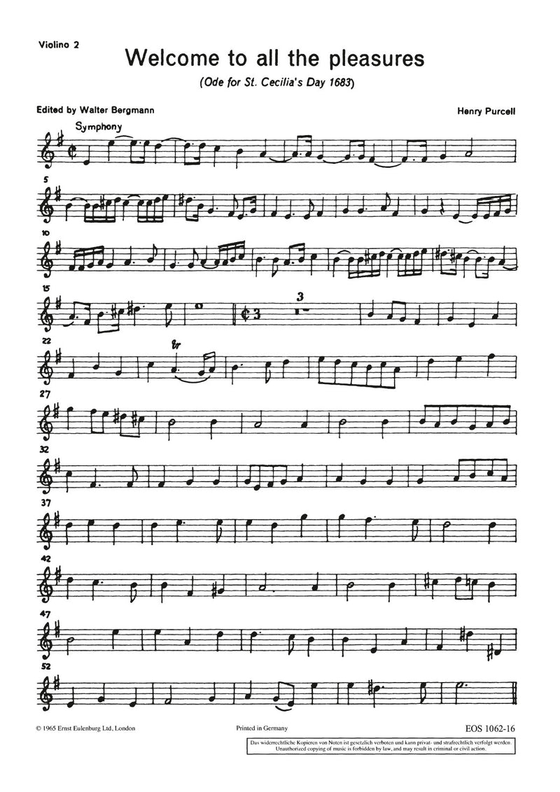 Ode for St. Cecilia's Day 1683 Z 339 [violin 2 part]