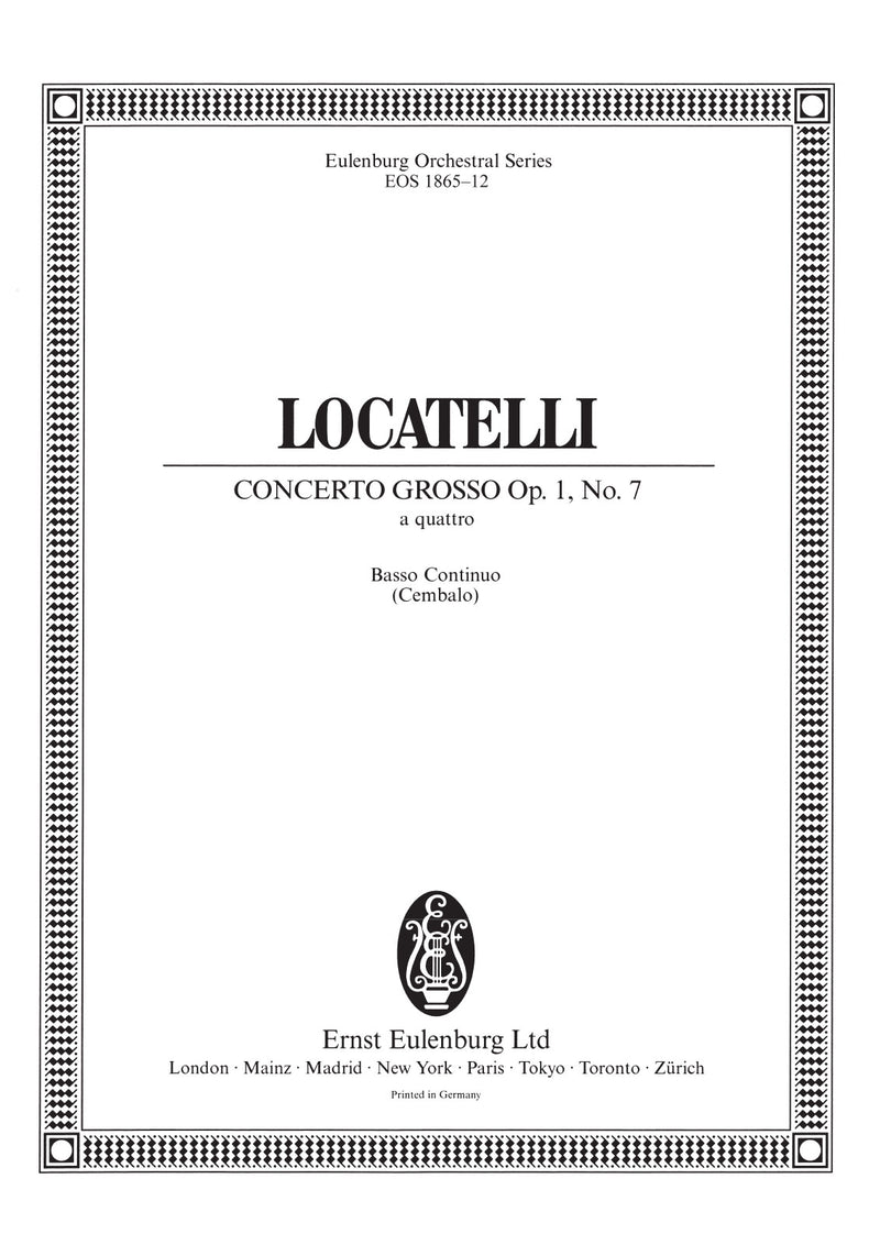 Concerto grosso "a quattro" in F major Op. 1/7 [Basso continuo part]