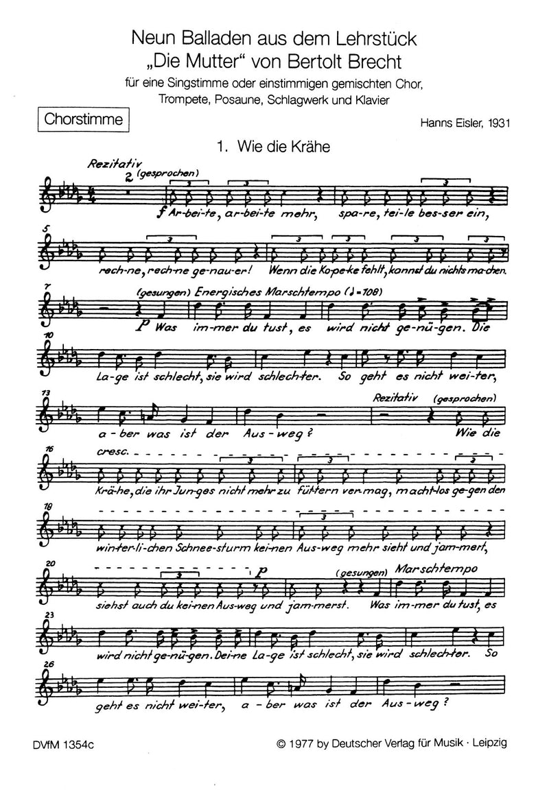 Die Mutter [choral score]