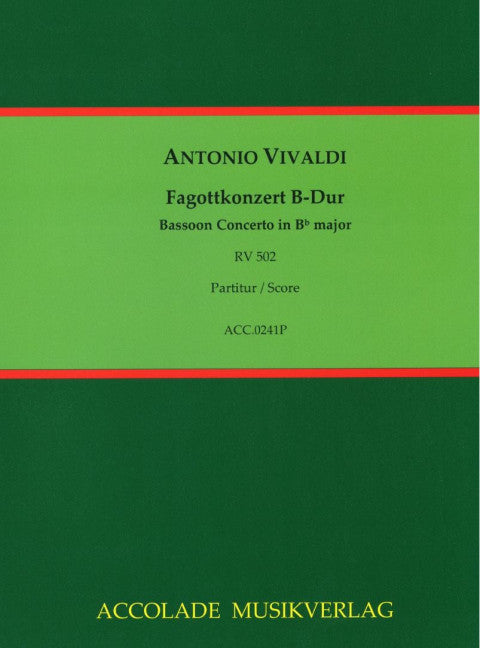 Fagottkonzert B-Dur RV 502 / F:VIII,24 / PV 382 (Score)