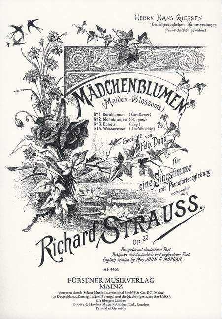 Mädchenblumen – Vier Gedichte von Felix Dahn für eine Singstimme und Klavierbegleitung op. 22/2, No. 2 Poppies (D major)