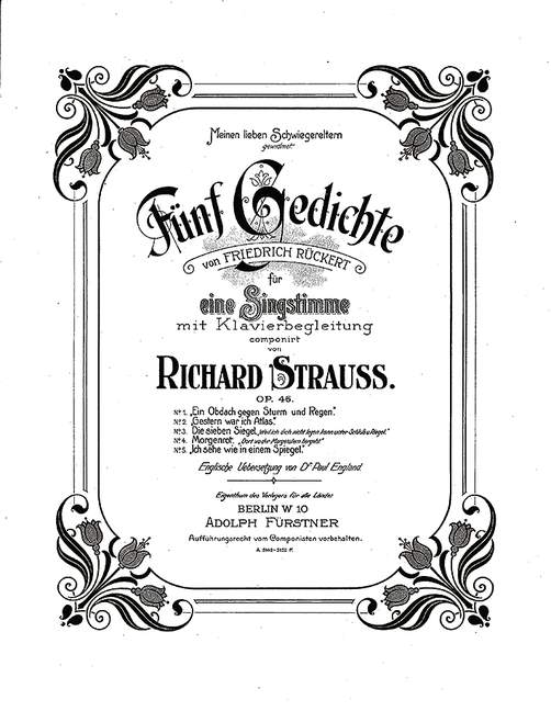 Fünf Gedichte von Friedrich Rückert op. 46/2, No. 2 Like the valiant Atlas (F major)