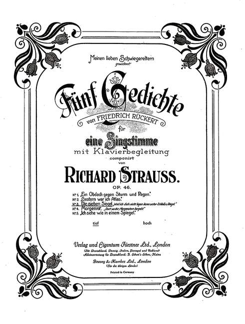 Fünf Gedichte von Friedrich Rückert op. 46/3, No. 3 Die sieben Siegel (E major)