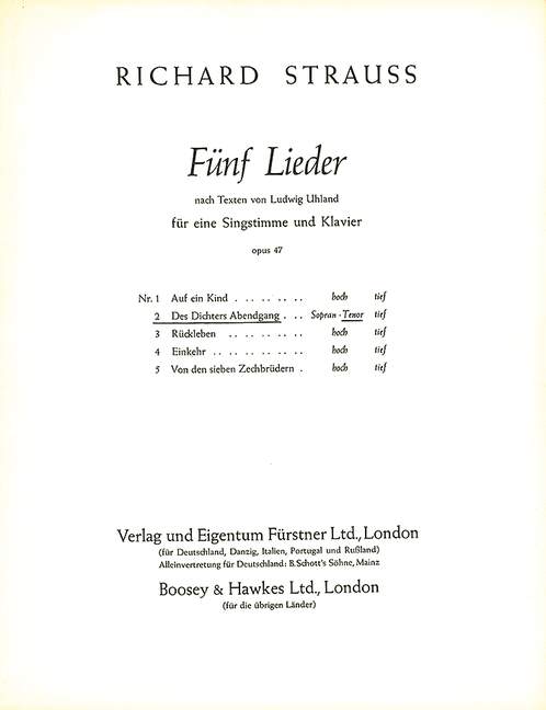Fünf Lieder nach Gedichten von Ludwig Uhland op. 47/2, No. 2 The Poet's Eventide Walk (Eb major)